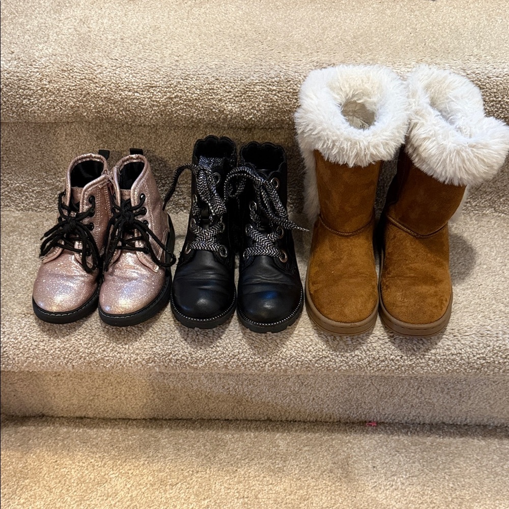 Stylish Kids Boots - Pink, Black, and Brown